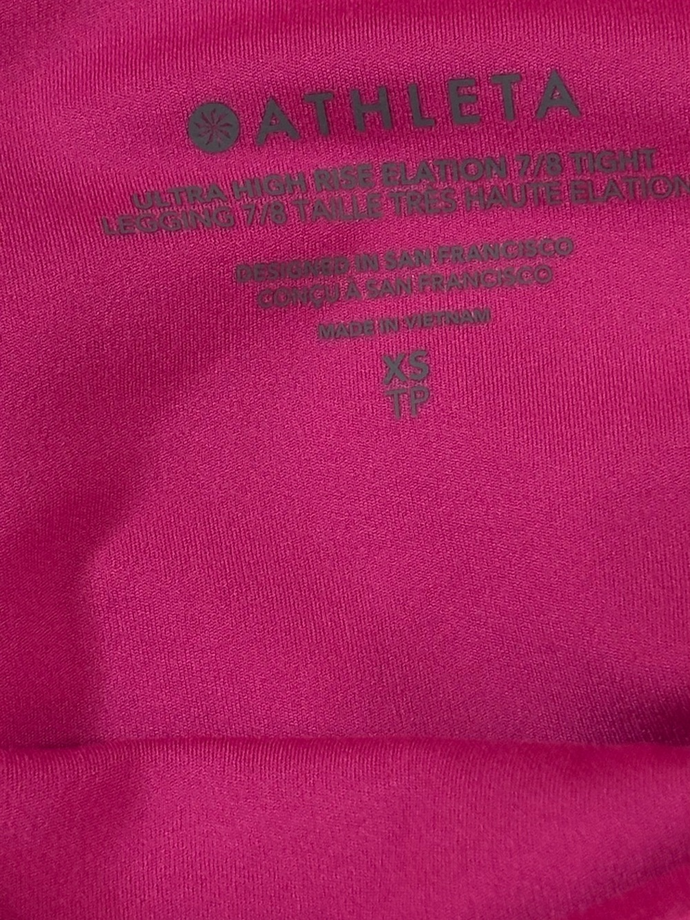 Athleta Electric Fuchsia High-Rise Leggings Sz XS - Picture 3 of 5